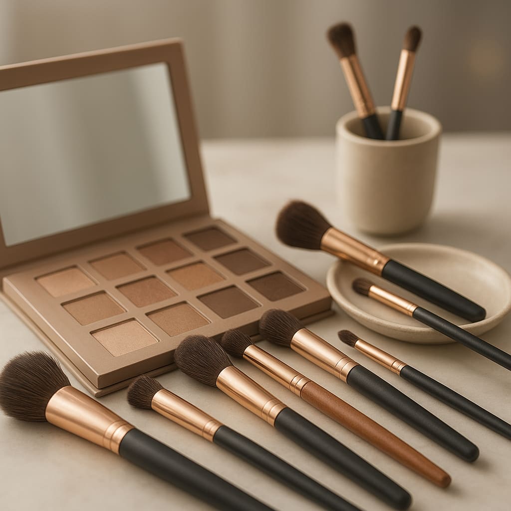 Pinsel und Palette für Braut- und Event-Make-up
