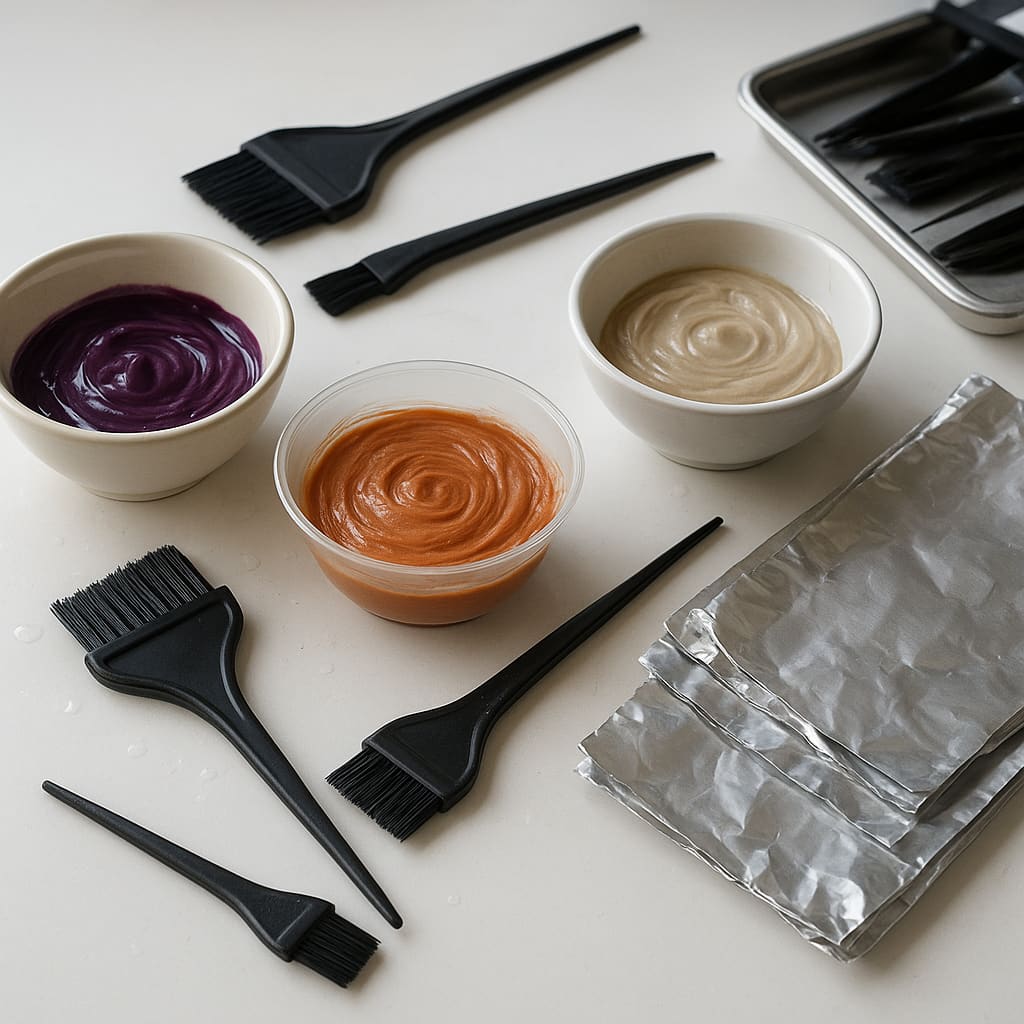 Materialien für Haarfarbe und Highlights